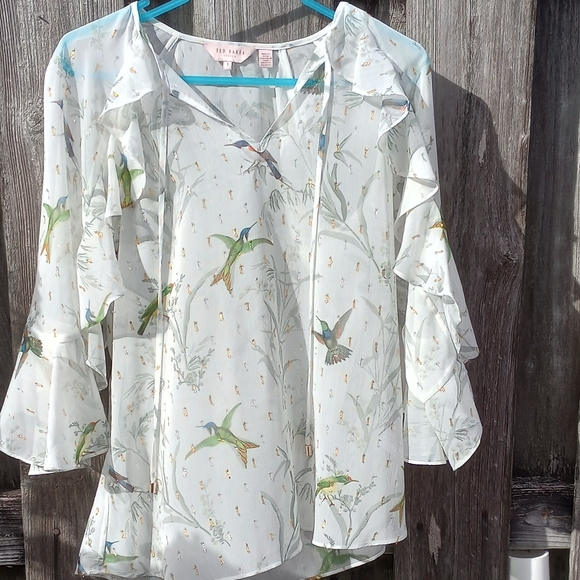 Ted Baker London tie front print top sz 1 - Picture 1 of 3